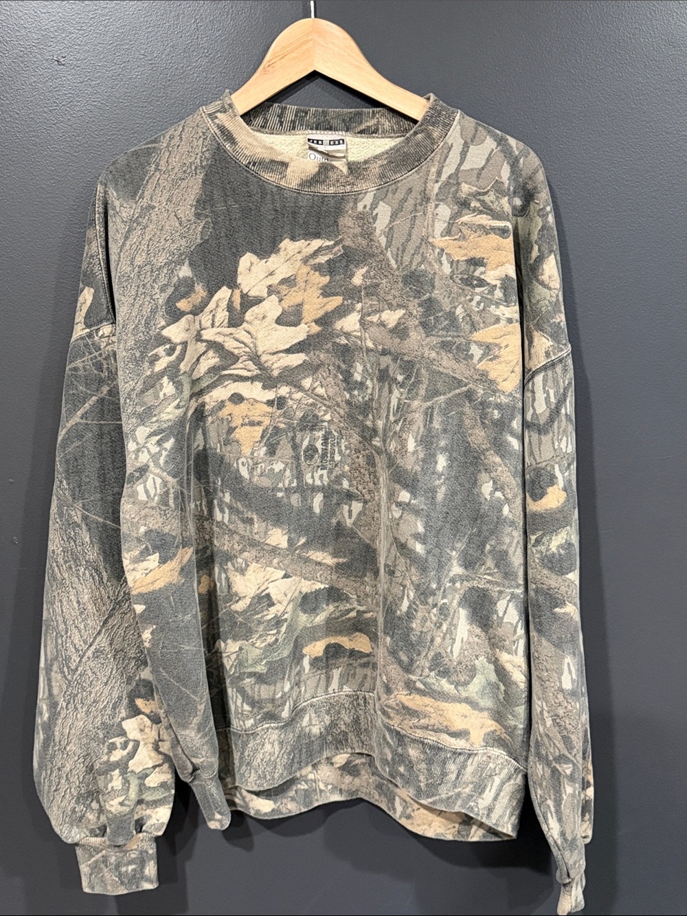 Jerzees Men's Camouflage Crewneck Sweater in Tan and Gray